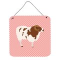 Micasa Jacob Sheep Pink Check Wall or Door Hanging Prints6 x 6 in. MI225963